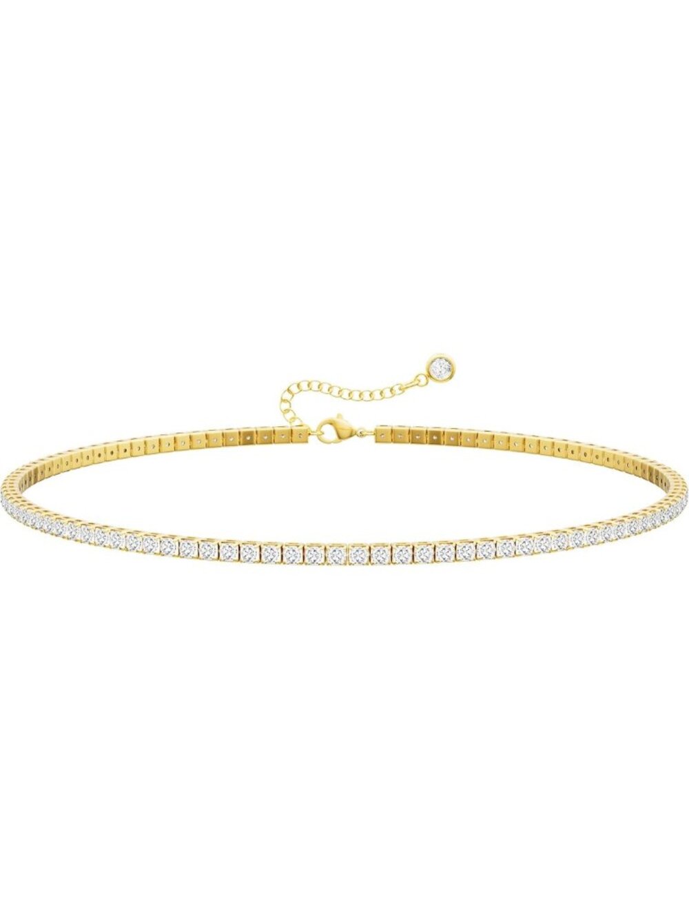 Elegant Tennis Choker Necklace for Women, 14K Gold/Silver Plated Jewelry
